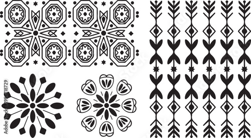 collection of traditional folk ornamental designs and patterns
