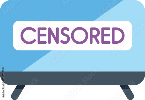 Television screen displaying a censored message, representing media control and information restriction