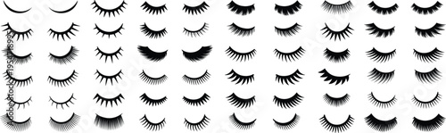 Eyelash vector set with different styles, beauty makeup design, lash extension icons, salon branding elements, cosmetic illustration collection isolated
