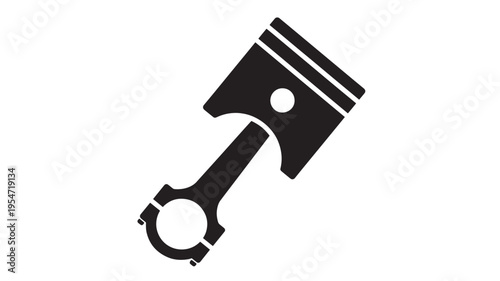 Piston and connecting rod icon with three grooves on the piston head and split end of the connecting rod.