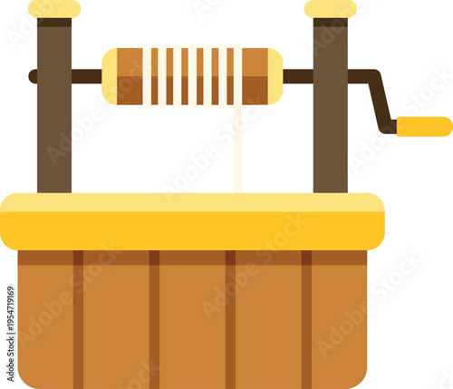 Flat design illustration showing a traditional well structure