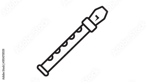 Flute recorder musical instrument with finger holes and mouthpiece for practicing melodies and learning music.