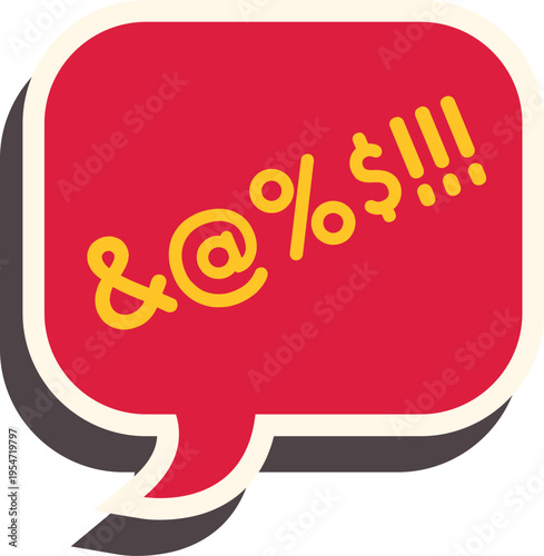 Red speech bubble with symbols indicating cursing and anger