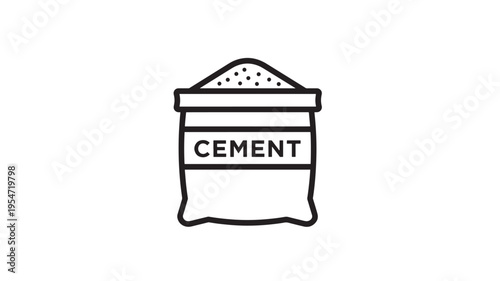 Bag of cement with text label, representing construction material and building supplies for DIY projects and industrial use.