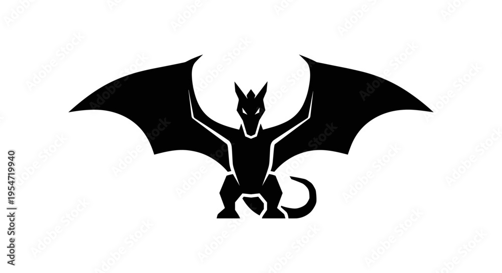 Fototapeta premium Black dragon silhouette illustration 1.