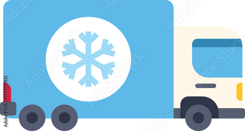 Box truck carrying cold chain freight with a snowflake symbol