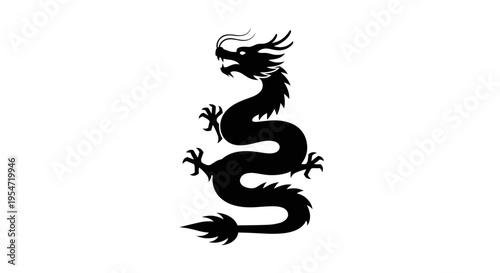 Black dragon silhouette illustration.