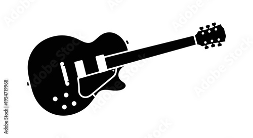 Black Electric Guitar Silhouette Icon.