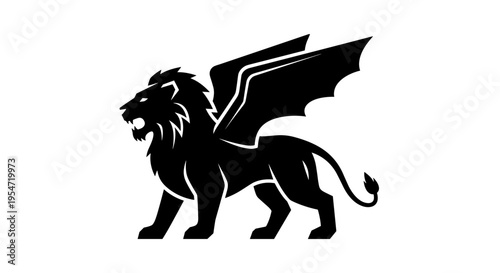 Black Griffin Silhouette Graphic Design.