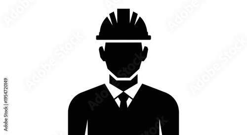 Businessman wearing hard hat silhouette.