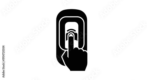 Hand Touching Fingerprint Scanner.
