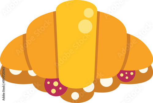 Croissant sandwich vector illustrating a breakfast or lunch meal