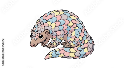 Cute Pastel Pangolin Illustration - Adorable Scaly Mammal