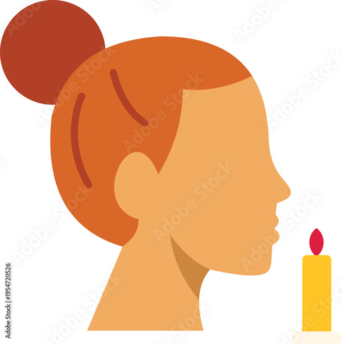 Woman focusing on a burning candle flame, practicing mindfulness and relaxation