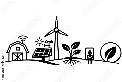 Eco Agriculture Concept Renewable Energy Farm Design