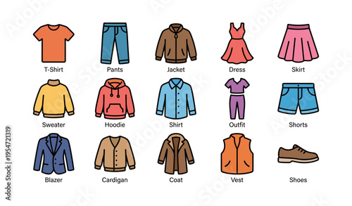 Colorful collection of various clothing items for different occasions