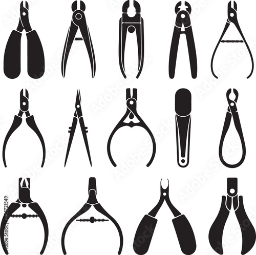 Diverse set of nail care clippers and nippers vector illustration