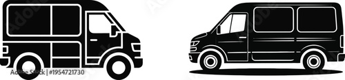 Delivery van transport silhouette vector illustration commercial bus