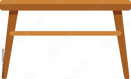 Wooden table in flat design style on a white background