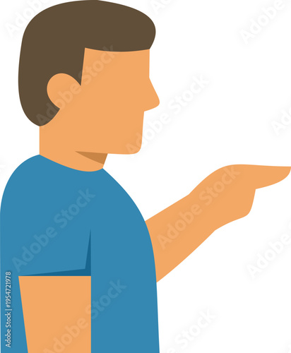 Man pointing finger providing guidance, making a choice, or indicating a specific direction