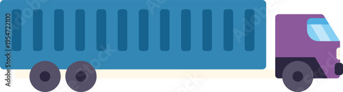 Shipping container truck delivering commercial cargo for logistics