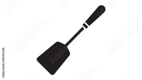 Spatula black flat icon for kitchen utensil or cooking, simple minimalist silhouette. featuring tool, equipment, food preparation with serving and