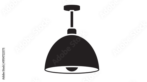 Pendant light fixture with black dome shade and exposed bulb, minimalist design for modern interiors and home decoration.