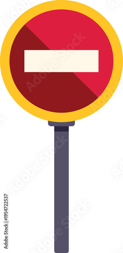 Round red traffic sign with white bar symbolizing no entry or stop