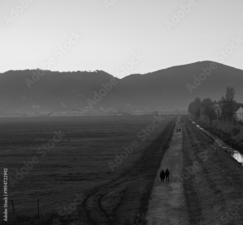 Fotografie Panoramic view of the meadow in luni near sarzana