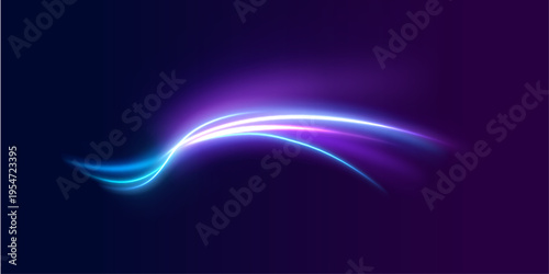 Bright curves form a glowing loop. Tiny particles shimmer softly. The scene feels calm and futuristic.