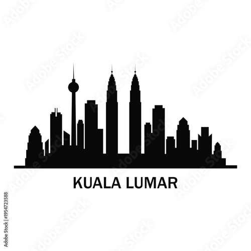 Canvas Print Kuala Lumpur City Skyline Silhouette Vector Malaysia Urban Landscape Illustratio