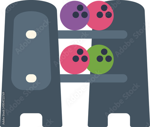 Bowling balls arranged on a rack for a fun sport activity