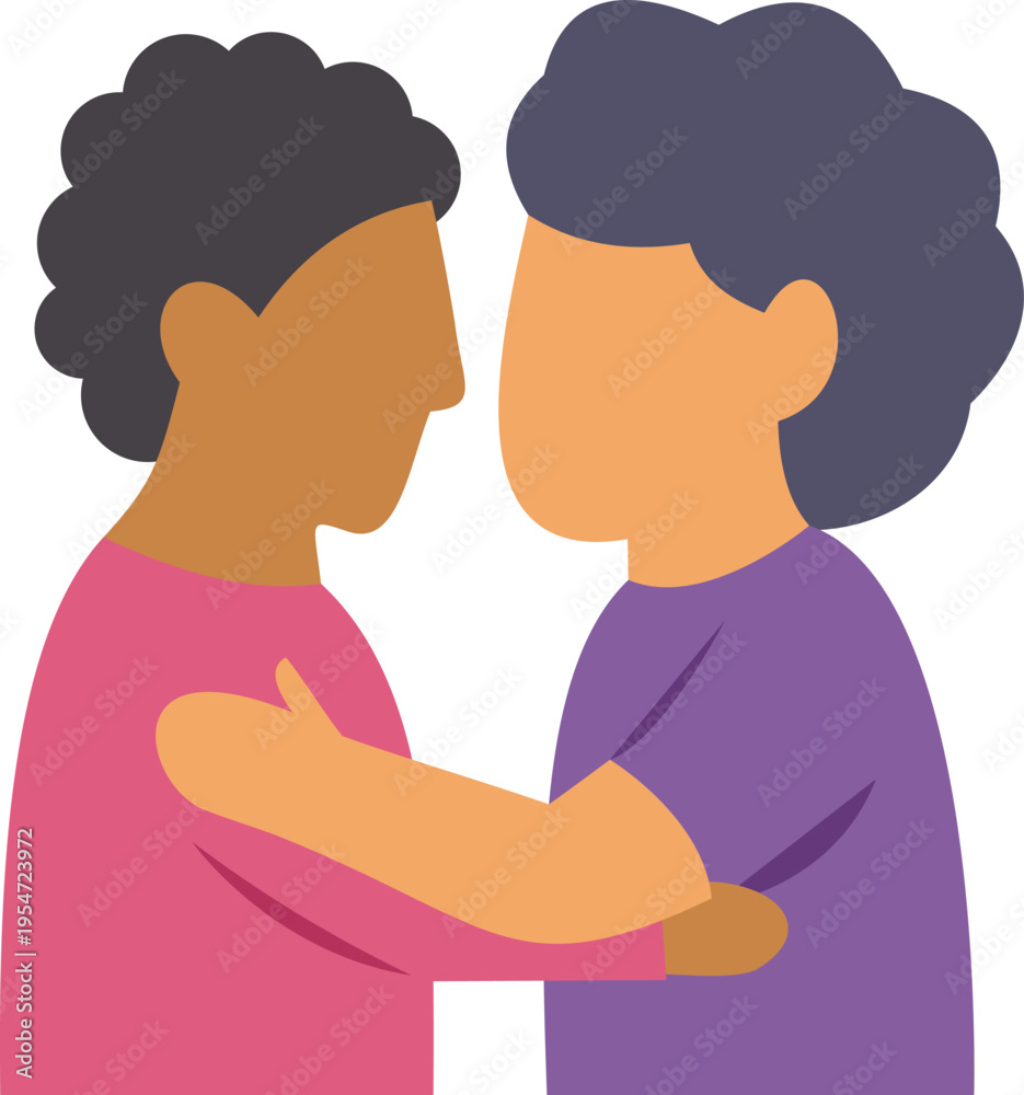 Fototapeta premium Two people embracing illustrating concepts of empathy, care, and human connection