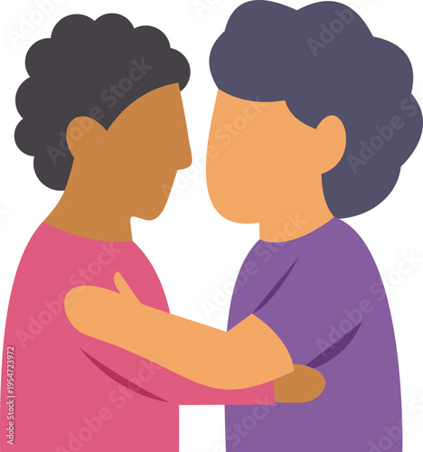 Two people embracing illustrating concepts of empathy, care, and human connection