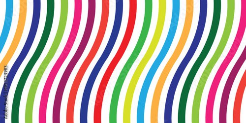 Vibrant multicolored striped pattern with wavy lines in various colors