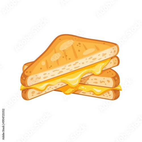 Grilled Cheese Sandwich Flat Vector Comfort Food Illustration