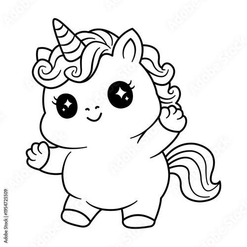 cute unicorn vector image outline