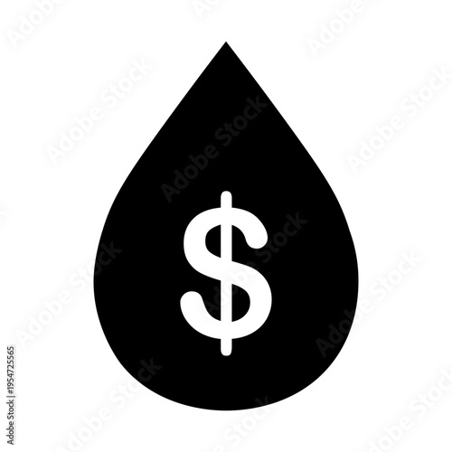 Oil drop with dollar symbol isolated on transparent background. Black oil money concept. Vector