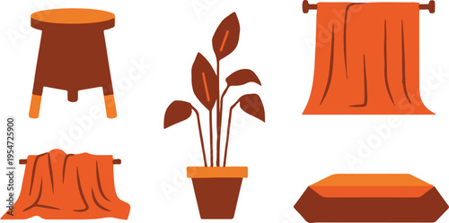 Set of 5 flat design home decor vector icons