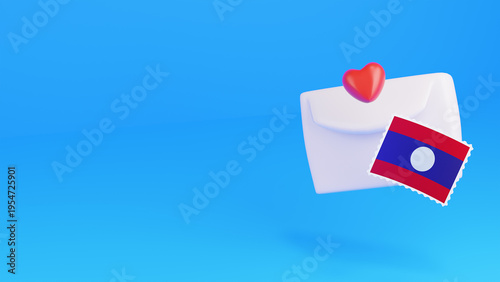 Billede på lærred Laos flag and envelope. 3d render illustration.