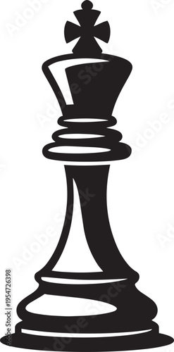 Classic black silhouette chess king piece in traditional elegant design strategy game