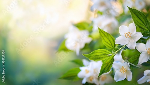 Spring Card White Jasmine The Branch Delicate Spring Flowers Nature