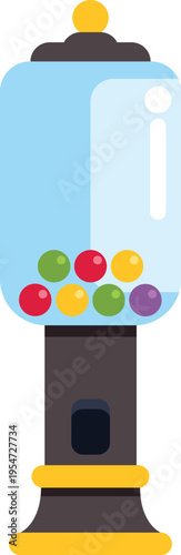 Gumball machine filled with colorful candy, symbolizing childhood fun and retro entertainment