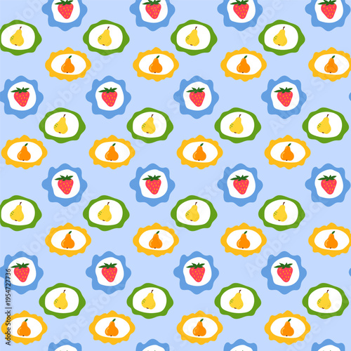 Cartoon Fun Fruit Seamless Pattern Background. Vibrant Retro Wrapping Paper Print. Colorful Party Wallpaper Design. Fashionable Bold Tropical Textile Positive Festive Fabric. Happy Summer Holiday Art