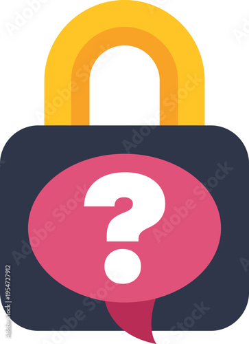 Padlock displaying a question mark icon representing security queries and uncertainty