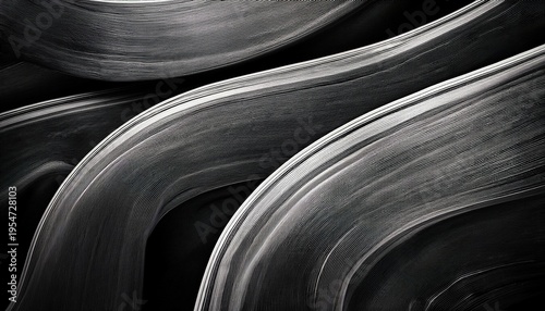 Abstract Black And White Curved Lines Background With Grainy Texture
