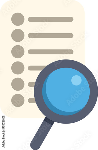 Document checklist with a magnifying glass symbolizing thorough search and analysis of information
