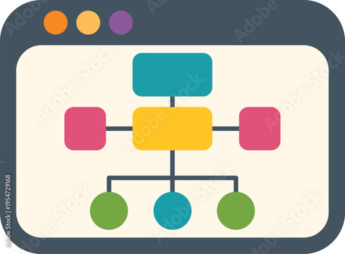 Diagram representing an organization workflow or process displayed in a user interface