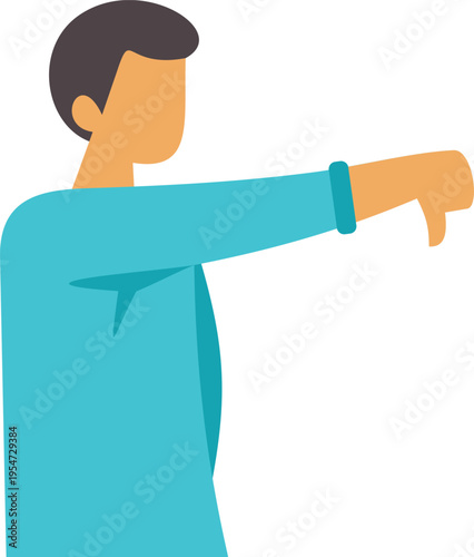 Man giving thumb down expressing dislike or negativity