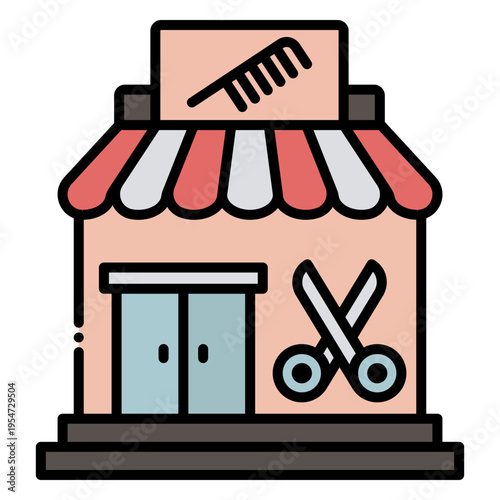 Barber Shop Icon with Comb and Scissors
